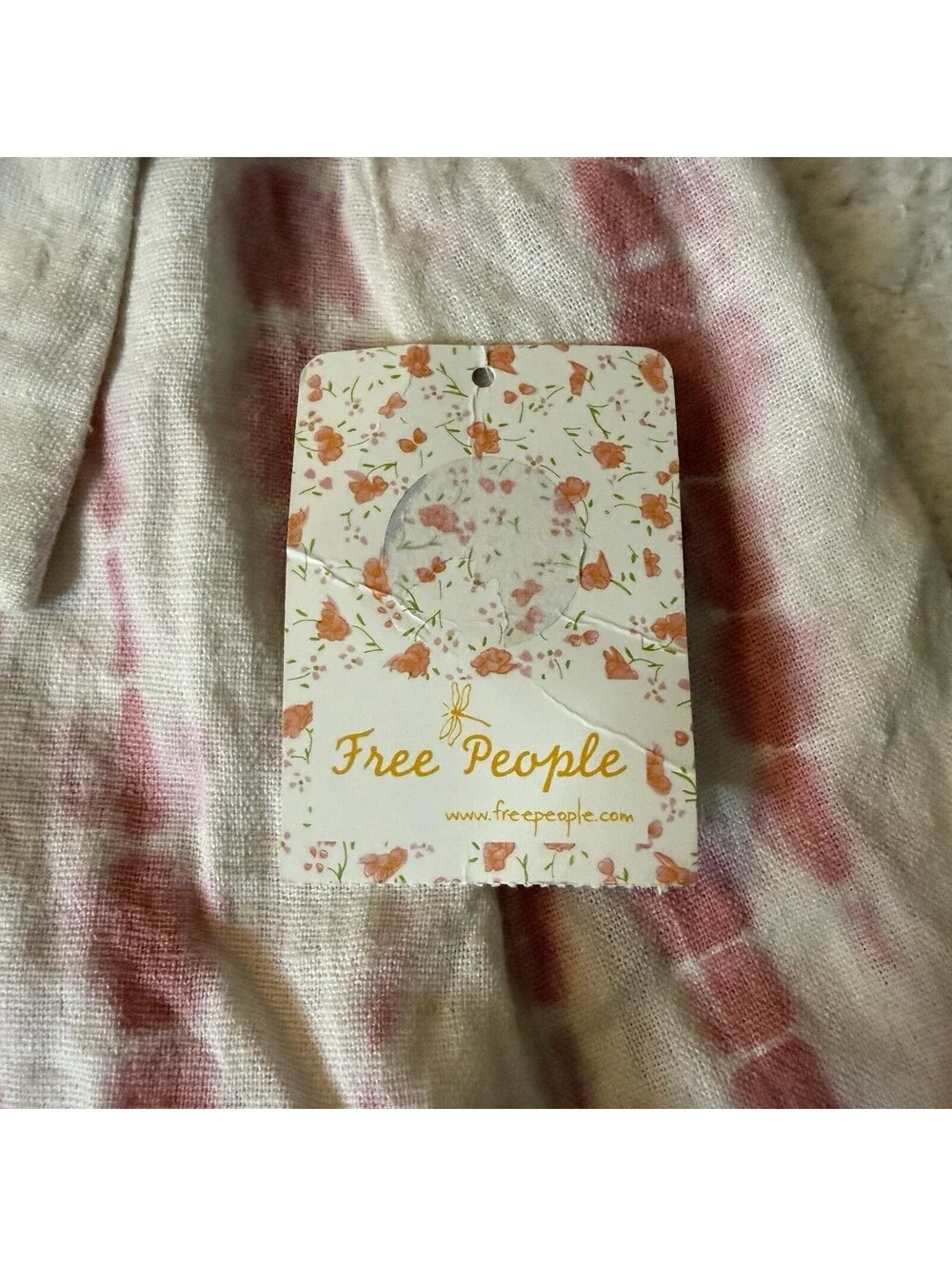 Free People Rosie Tie Dye Wrap Skirt Size 0 Pink Linen Rayon NWT